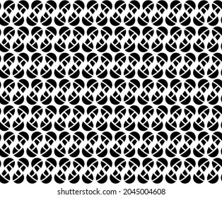 Flores geométricas en ladrillos de línea sin fisuras. Textura vectorial sin fin para aplicación en papel pintado, impresiones de tela, fondos, etc. monocromo en blanco y negro. Pétalos.
