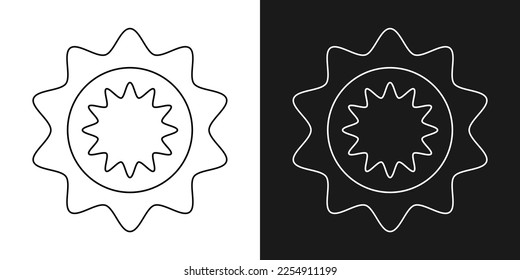 Geometric Flower clipart. Black and white outline graphic element. Simple Vector illustration