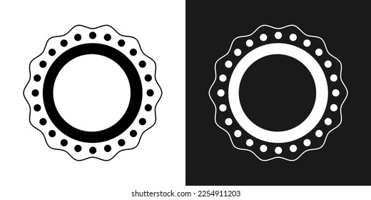 Geometric Flower clipart. Black and white outline graphic element. Simple Vector illustration