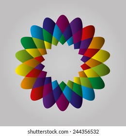 geometric flower, colorful geometric vector flower