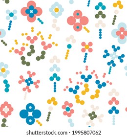 Concepto de flor geométrica con fondo blanco. Ilustración vectorial. Patrón sin foco.