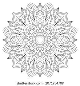 Geometric flower. Contour drawing of a mandala on a white background. Vector illustration