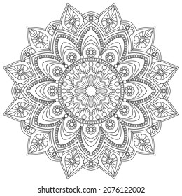Geometric flower. Contour drawing of a mandala on a white background. Vector illustration