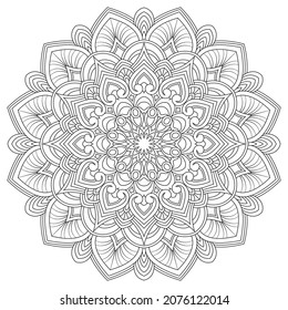 Flor geométrica. Dibujo de una mandala sobre un fondo blanco. Ilustración del vector