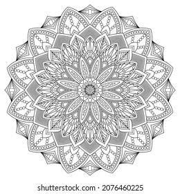 Geometric flower. Contour drawing of a mandala on a white background. Vector illustration