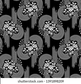 Geometric flower Design pattern on black