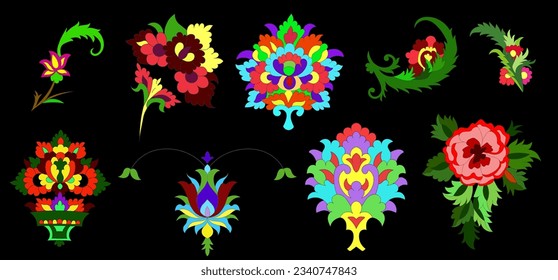 Geometric flower design persian element art colorful