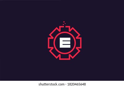 geometric flower E alphabet letter logo icon in red color. Creative abstract design for business and company 