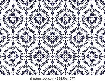 motivos geométricos y florales de tela étnica sobre fondo azul para tapicería tapicería de fondo, etc.