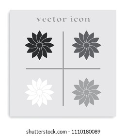 Geometric flower flat black and white vector icon.