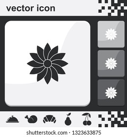 Geometric flower flat set of buttons vector icon.