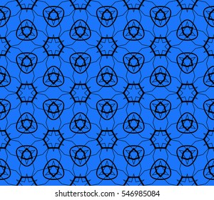 geometric flower. floral seamless pattern. vector illustration. for interior design, invitation, wallpaper, textile. blue, black color