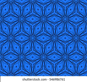 geometric flower. floral seamless pattern. vector illustration. for interior design, invitation, wallpaper, textile. blue, black color