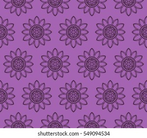 geometric flower. floral seamless pattern. vector illustration. for interior design, invitation, wallpaper, textile. purple color