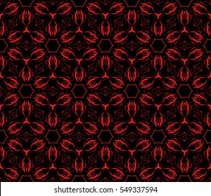 geometric flower. floral seamless pattern. vector illustration. for interior design, invitation, wallpaper, textile. black, red color