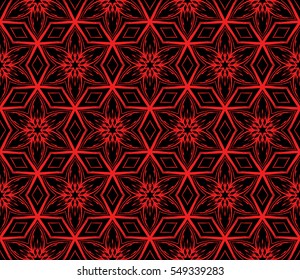 geometric flower. floral seamless pattern. vector illustration. for interior design, invitation, wallpaper, textile. black, red color
