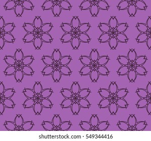 geometric flower. floral seamless pattern. vector illustration. for interior design, invitation, wallpaper, textile. purple color