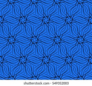 geometric flower. floral seamless pattern. vector illustration. for interior design, invitation, wallpaper, textile. blue, black color