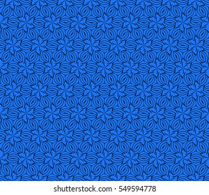 geometric flower. floral seamless pattern. vector illustration. for interior design, invitation, wallpaper, textile. blue, black color