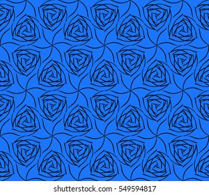 geometric flower. floral seamless pattern. vector illustration. for interior design, invitation, wallpaper, textile. blue, black color