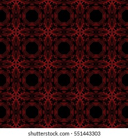 geometric flower. floral seamless pattern. vector illustration. for interior design, invitation, wallpaper, textile. black, red color