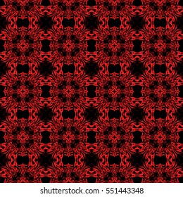 geometric flower. floral seamless pattern. vector illustration. for interior design, invitation, wallpaper, textile. black, red color