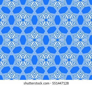 geometric flower. floral seamless pattern. vector illustration. for interior design, invitation, wallpaper, textile. blue color