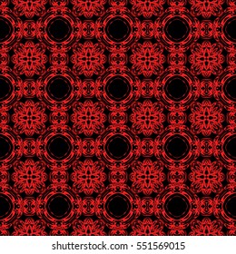 geometric flower. floral seamless pattern. vector illustration. for interior design, invitation, wallpaper, textile. black, red color