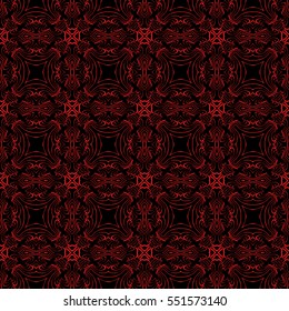 geometric flower. floral seamless pattern. vector illustration. for interior design, invitation, wallpaper, textile. black, red color