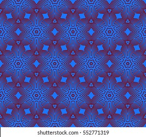 geometric flower. floral seamless pattern. vector illustration. for interior design, invitation, wallpaper, textile. red, blue color