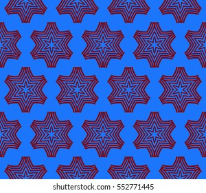 geometric flower. floral seamless pattern. vector illustration. for interior design, invitation, wallpaper, textile. red, blue color