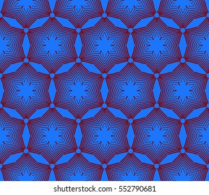 geometric flower. floral seamless pattern. vector illustration. for interior design, invitation, wallpaper, textile. red, blue color
