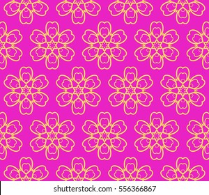geometric flower. floral seamless pattern. vector illustration. for interior design, invitation, wallpaper, textile. pink, yellow color