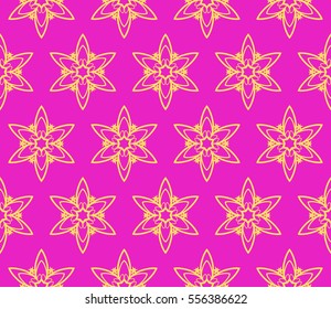 geometric flower. floral seamless pattern. vector illustration. for interior design, invitation, wallpaper, textile. pink, yellow color