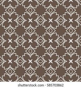 geometric flower. floral seamless pattern. vector illustration. for interior design, invitation, wallpaper, textile. brown, white color