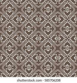 geometric flower. floral seamless pattern. vector illustration. for interior design, invitation, wallpaper, textile. brown, white color