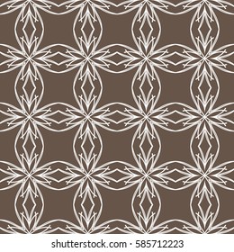 geometric flower. floral seamless pattern. vector illustration. for interior design, invitation, wallpaper, textile. brown, white color