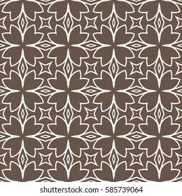geometric flower. floral seamless pattern. vector illustration. for interior design, invitation, wallpaper, textile. brown, white color