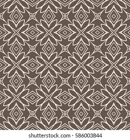 geometric flower. floral seamless pattern. vector illustration. for interior design, invitation, wallpaper, textile. brown, white color