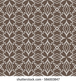geometric flower. floral seamless pattern. vector illustration. for interior design, invitation, wallpaper, textile. brown, white color