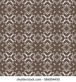 geometric flower. floral seamless pattern. vector illustration. for interior design, invitation, wallpaper, textile. brown, white color