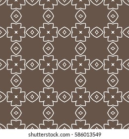 geometric flower. floral seamless pattern. vector illustration. for interior design, invitation, wallpaper, textile. brown, white color