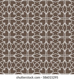 geometric flower. floral seamless pattern. vector illustration. for interior design, invitation, wallpaper, textile. brown, white color