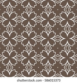 geometric flower. floral seamless pattern. vector illustration. for interior design, invitation, wallpaper, textile. brown, white color