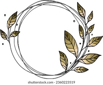 geometric flower frame design. floral wreaths vector. line art style. simple flower vector. simple flora. simple leaves boarder. leaves vector. leaves boarder. circle frame. wedding card frame.