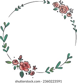 geometric flower frame design. floral wreaths vector. line art style. simple flower vector. simple flora. simple leaves boarder. leaves vector. leaves boarder. circle frame. wedding card frame.