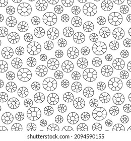 Patrón de flor geométrica sin costura, textura blanca y negra. Vector de estilo Doodle.