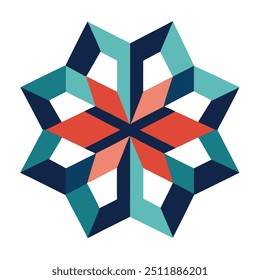 Flor geométrica con Formas hexagonales y tipografía contemporánea - Diseño de Vector