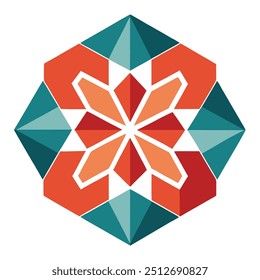 Flor geométrica con Formas hexagonales y tipografía contemporánea - Diseño de Vector