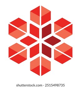 Flor geométrica con Formas hexagonales y tipografía contemporánea - Diseño de Vector